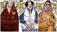 Akainu, Aokiji, and Kizaru in the One Piece manga (Image via Shueisha)